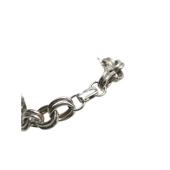 Marino Round Link Chunky Chain Bangle Bracelet Silver Tone Vintage 8in - Picture 3 of 5